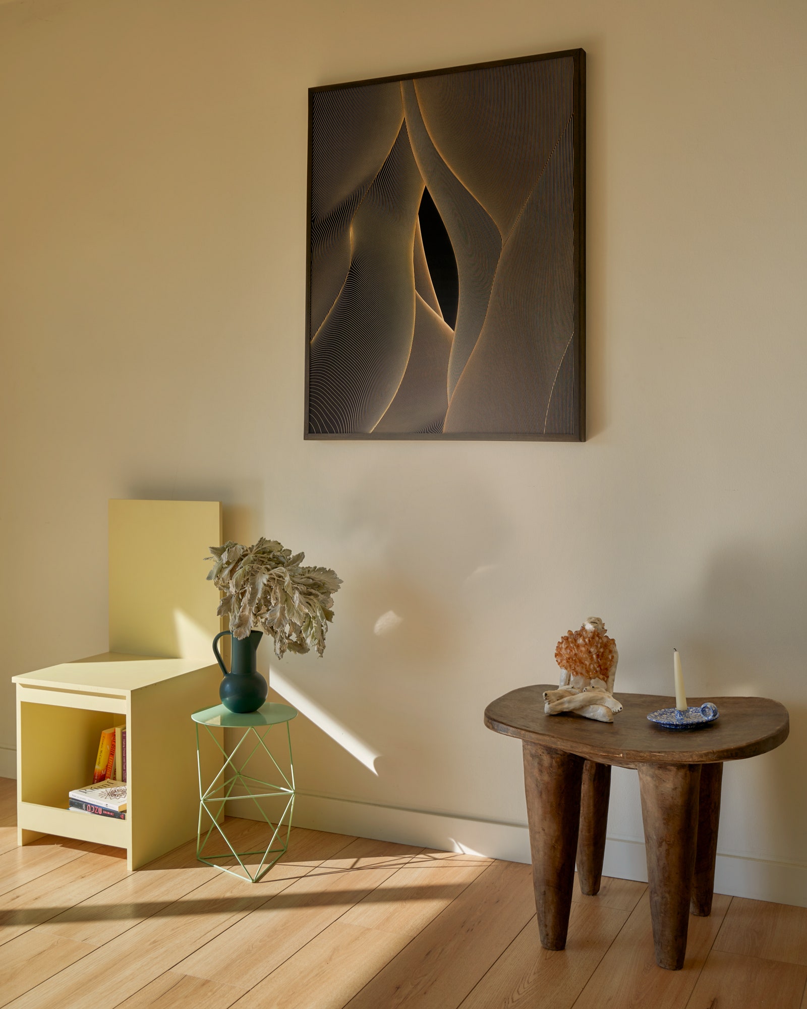 Image may contain Wood Flooring Furniture Interior Design Indoors Hardwood Corner Plywood Floor and Shelf